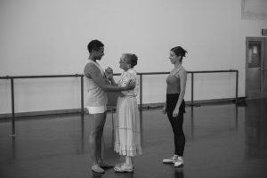 Company Dancers Brandon Ragland and Tiffany Bovard with Former Assoc Artistic Director and Dancer Helen Starr photo by Sam English 2016